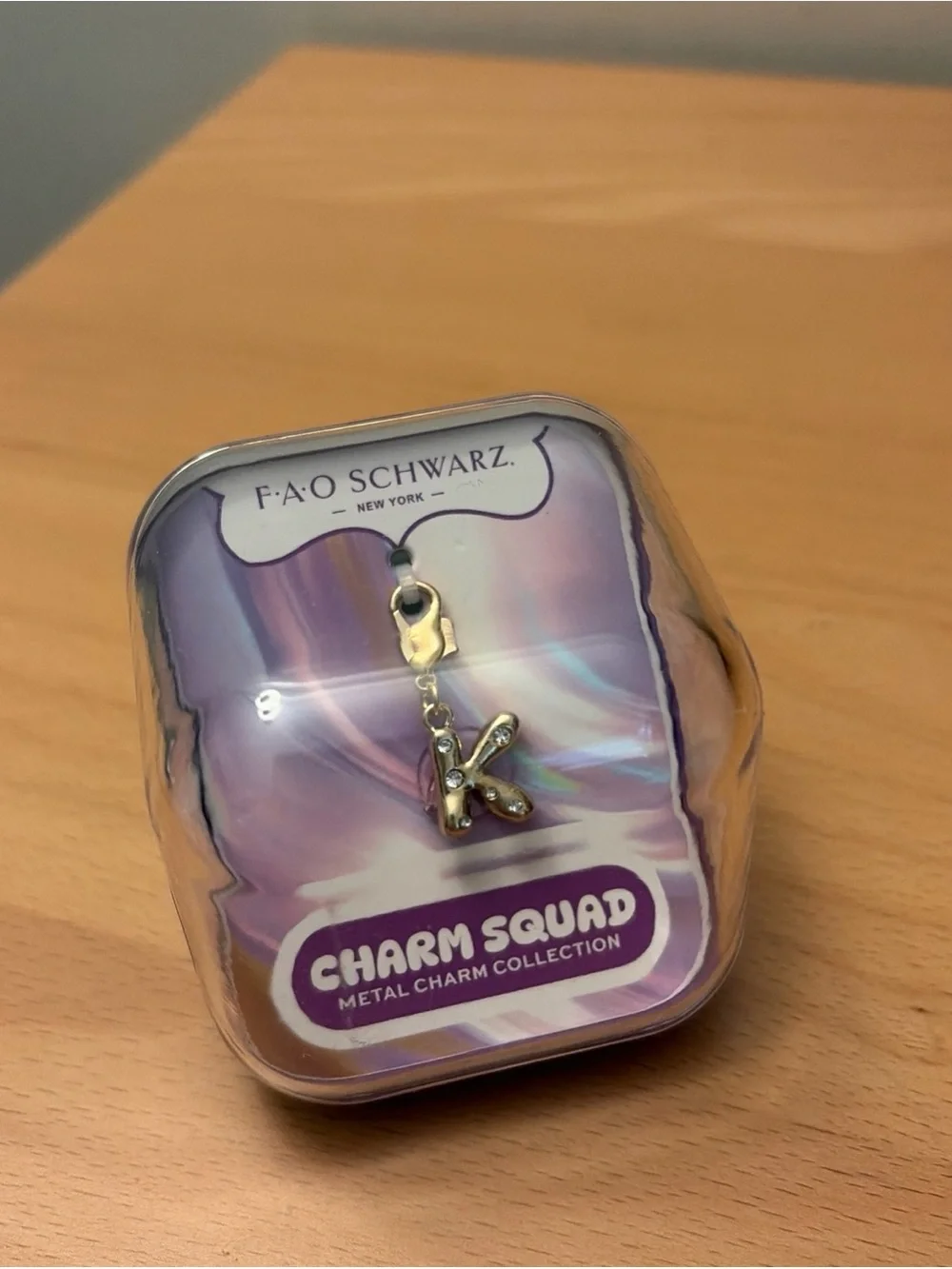 FAO Schwarz Gold Letter K Charm with Crystals